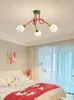 Chandeliers Cute Children's Room Chandelier White Glass Moon Blall Parlor Dining Lighting Fixtures G9 Bulb Red Metal Drop