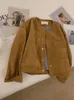 Dames Suede Motor Korte Vlucht Jas Koreaanse Mode Harajuku Kameel Enkele Breasted Jas Lente Herfst Vintage Top Vrouwelijke 240124