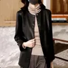 Spring Autumn Round Neck Solid Color Elegant Pu Leather Jacka Womens Temperament All-Match Button Coat Female Cardigan Top 240131