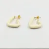 Stud Earrings Gold Plated Triangle Colored Enamel In Brass