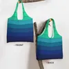 Sacos de compras verde para azul cor mudança gradual reutilizável mercearia dobrável sacola lavável com bolsa