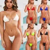 Damen Bademode Mode Frauen Sexy Dessous Unterwäsche BH G-String Transparent Strap Set Micro Bikini Push Up Brasilianischer Mini