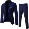 2 unids/set trajes masculinos Blazer vestido Formal de negocios delgado chaleco novio Traje De Hombre exquisito conjunto de oficina chaqueta delgada 240122