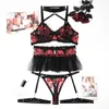 Sutiãs conjuntos diccvicc luxo bordado lingerie transparente floral renda sutiã plissado liga conjunto mulheres sexy roupa interior exótica roupas íntimas