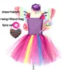 Girl Dresses Girls Butterfly Fairy Fancy Tutu Dress Wings Costume Kids Princess Birthday Party Halloween Cosplay Spring Tulle