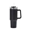 Bouteilles d'eau 1200 ml 40 oz tasse d'isolation de café de paille avec poignée bouteille en acier inoxydable de voiture portable tasse thermique de voyage de grande capacité