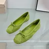 Bailarinas de cuero suave con punta redonda, zapatos planos de piel de oveja dulce, mocasines de marca de lujo con pajarita, zapatos para mujer