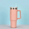 1pc 40oz Straw Tumbler Reusable Vacuum Tumbler With Straw Insulated Double Wall Stainless Steel Handle Vacuum Flask Handy Cup 240130