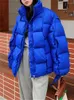 Dames Trenchcoats Winter Parka's Voor Dames Herfst 2024 Koreaanse Mode Oversized Geweven Geruite Pufferjas Dikker Warm Groen Blauw