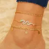 Anklets IPARAM Trendy Gold Color Chain Anklet For Women Crystal Snake Pentagram Pendant Bohemia Set Fashion Jewelry Gifts