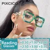 Okulary przeciwsłoneczne R56464 RAMA Square Kwadrat Kobiety Reading Mirror 1.00 2,00 3.00 Nogi łańcuch pustych okularów Presbyopia Presbyopia