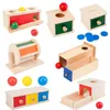 Amaretto Montessori Colore Spinning Drum Match Scatola di monete Permanente Rotonda Rettangolare Bambini Giocattoli sensoriali per i regali per bambini 240131