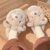 Slippers Harige Beer Katoen Dames Winter Warme Schoenen Schattig Meisje Pluche Voering Indoor Slides Platform Zachte Snowboots Thuis