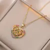 Pendant Necklaces Mystic Rainbow Birthstone Love Heart Clavicle For Women White Zircon Stainless Steel Chains Wedding Choker CZ