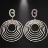 Prachtige Edelstenen Grote Zware Dangle Oorbellen Voor Vrouwen Sieraden Kristal Oversized Grote Ronde Multilayer Drop Gift 240130