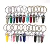 Keychains 15st Natural Stone Hexagonal Prism Key Rings Silver Color Healing Pink Crystal Car Decor Keyholder For Women Men