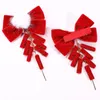 Accessoires de cheveux 2pcs Année Velvet Bowknot Bow Clips pour filles Style chinois Pétard Glands Épingles à cheveux Enfants Hairgripes Chapeaux