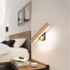 Vägglampa trä ledat modernt justerbart ljus med switch inomhus belysning heminredning sconces för vardagsrummet sängplats