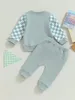 Clothing Sets Baby Girl Plaid Checkered Long Sleeve Sweatshirt And Pants Set - Stylish Fall Winter Outfit For Toddlers