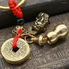 Keychains Feng Shui Zodiac Gourd Key Chain Pendant Copper Pixiu Zhaocai Alloy Five Emperor Money Blessing Inhabitants Coin Car