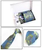 럭셔리 넥타이 세트 선물 상자 남성을위한 선물 상자 Paisley Floral Silk Neck Tie 넥타이 포켓 사각형 커프 단위 넥타이 클립 세트 공식 웨딩 파티 타이 240119