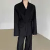 Noymei Temperament Black Suit Jack Belt Fashionable Spring Mens Allmatch Sexig Blazer Collarless Male Jacket WA3766 240201