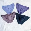 Underpants Men Ice Silk Skin-Friendly Solid Color Briefs Sexy Bulge Pouch Panties Breathable Sweat Low Rise Underwear Lingerie YQ240214