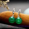 Orecchini pendenti Verde Vera Giada Accessori perline Donna Gioielli naturali Fascino energetico Regalo di moda Regali vintage Amuleto in argento 925