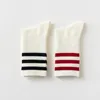 Women Socks 3 Pairs Pure Cotton For High Quality Soft Breathable Striped Solid Color Korea Fashion Tube Sock Spring&Summer