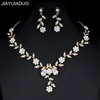 jiayijiaduo Classic Bridal Jewellery Sets for Womens Dresses Accessories Cubic Necklace Earrings Set Gold Color Wedding Dresses 240125