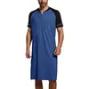 Vêtements de nuit pour hommes, pyjama grande taille, Robes Colorblock, manches courtes, vêtements de maison, mode, col rond, ample, confortable, salon