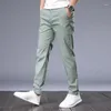 Herrbyxor Spring Autumn Casual Men tjocka stretch Slim Fit Elastic midja Bomullsföretag Klassiska koreanska byxor Male Khaki Gray 38