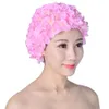 Women Long Hair Diving Soft Breathable Solid Protection Water Sports Flower Free Size Elastic Swimming Cap Beach Handmade Unique 240127