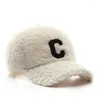 Berretti da baseball Berretto da baseball Donna Lana di agnello Lettera Ricamo Cappelli Snapback Autunno inverno Casual Visiera parasole Cappello da camionista Retro Osso