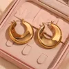 Orecchini a cerchio Orecchino circolare cavo concavo a doppia faccia Accessori placcati in oro 18 carati Orecchini minimalisti in acciaio inossidabile 316L per donna