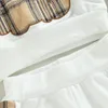 0-24m女の女の子秋の服生まれた幼児長袖格子縞のベアパターントップススウェットシャツパンツ衣装トラックスーツ240124