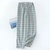 Calças de dormir masculinas calças curtas pijamas de algodão masculino usar pijamas de sono pijama para hombre calças gaze