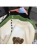 Kobiety swetry 2024 Winter Women O-Neck Cartoon Bear Sweater Patchwor Harajuku Korean Style Ogółemi długie rękawie Pullover Sweeters Feamle