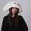 Berets Koreanische Cartoon Lamm Wolle Niedlichen Welpen Lange Ohren Eimer Hut Frauen Herbst Und Winter Warm Trend Vielseitige Kuppel Basin hüte Gorras