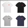 24SS DESGINER CDGS T SHIRT COMMES DES GARCONS RED HART EBRODERY HALV SLEEVED MENS OCH WOMENS Black Play Combed Cotton Short Hidees Black