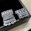 Non Tarnish 925 Sterling Silver Engagement Women Bridal Jewelry Eternity Band Ring Cubic Zircon Par Wedding Promise Rings