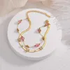 Braccialetti con ciondoli Atoztide Farfalla con perline Doppio strato per donna Bracciale rigido impilabile Accessori regalo gioielli regolabili