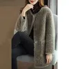 Jaquetas femininas imitação de lã de cordeiro casaco inverno estilo elegante partícula veludo integrado velo médio longo