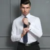 Men's Dress Shirts 2024 Men French Cuff Shirt Cufflinks White Long Sleeve Casual Buttons Male Brand Regular Fit Clothes