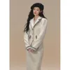 Womens Autumn Small Fragrance Hair Spliced Suit Coat Half Skirt Set Vintage Single Breasted Two Piece 240202