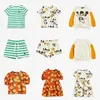 Giyim Setleri 2024 Yaz Erkek Kız Stripe T-Shirt Öğrenci Elbise Çocuk Şortları Güzel Çocuk Takım Mini Rodini Set Koleksiyonu