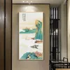 Чернила в китайском стиле, традиционный пейзаж, холст, картина для гостиной, фон, украшение стены, изображение 240130