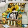 Blankets Sunflower Yorkshire Dog Fleece Blanket 3D Printed Adults/kids Sherpa