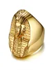 Pharaoh Shaped Rings for Men Gold Tone Stainless Steel Rock Punk Ancient Egypt Male Finger Ring Accessories5217688