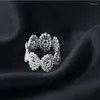 Pierścienie klastra 925 Sterling Srebrny geometryczny otwarty pierścionek dla kobiet dziewczyna prosta moda pusta wyprawa biżuterii